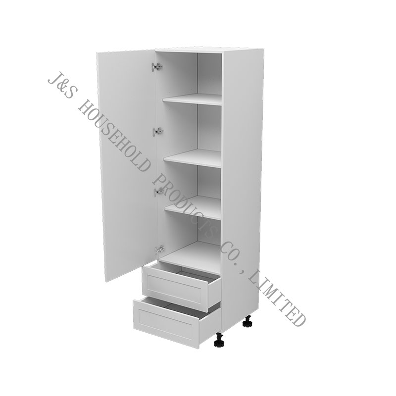 Cassetti doppi nella dispensa nella cucina flat pack