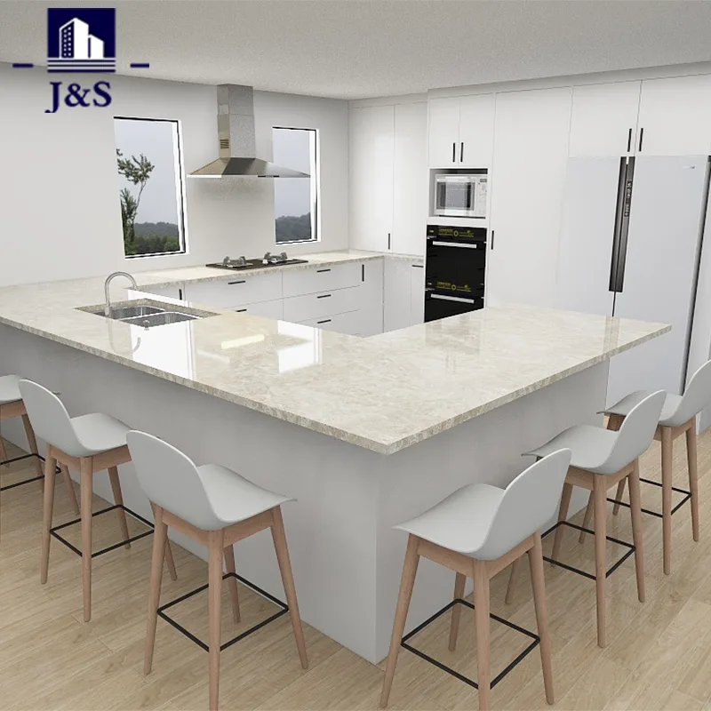 Cucina moderna bianca di grande isola